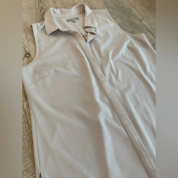 Joan Vass Studio Tan Split Side Button Tunic M - Picture 5 of 7